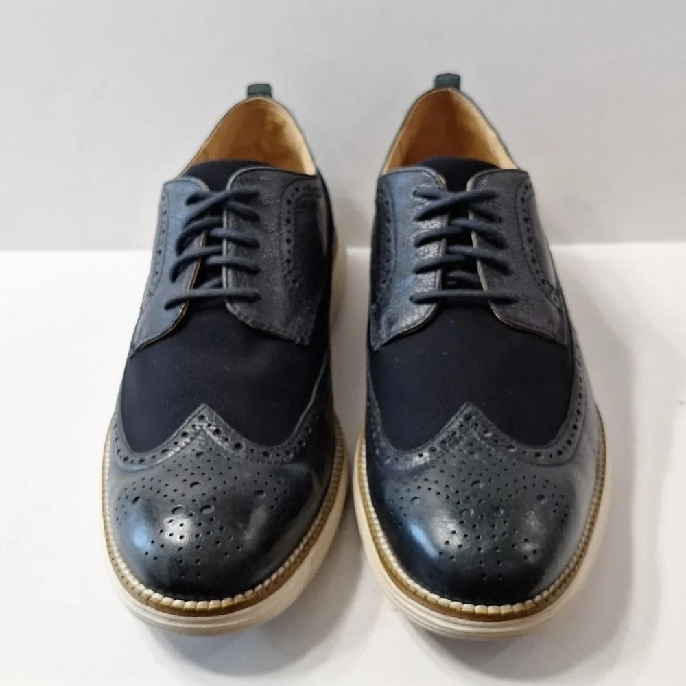 Cole Haan Men's Preppy Whiskey Navy Leather Tucker Oxford II Shoes Size 8.5